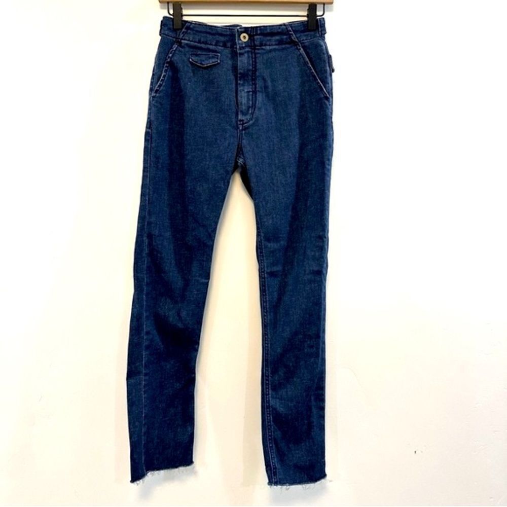 PILCRO dark wash denim trouser slant pockets